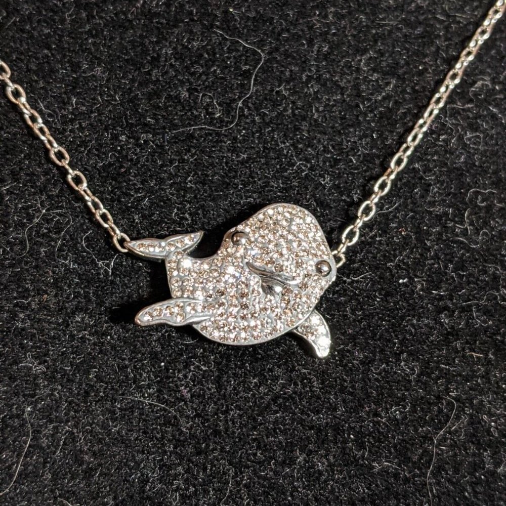 Sterling Silver Crystal Whale Pendant ANIMAL PLANE  Necklace, 18 in. - MSRP $250
